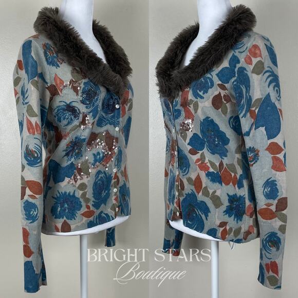 Extremely Rare Faux Fur Trim Cardigan ASO Phoebe Buffay Friends Alt Lorelai - Picture 6 of 12